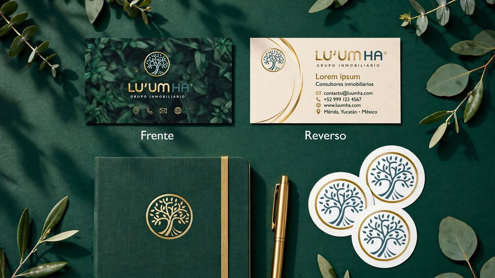 Papelería y branding de Lu’um Ha Grupo Inmobiliario